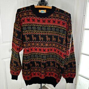 Vtg Le Laureat Wool Blend Sweater Size LARGE Alpaca Geometric Aztec